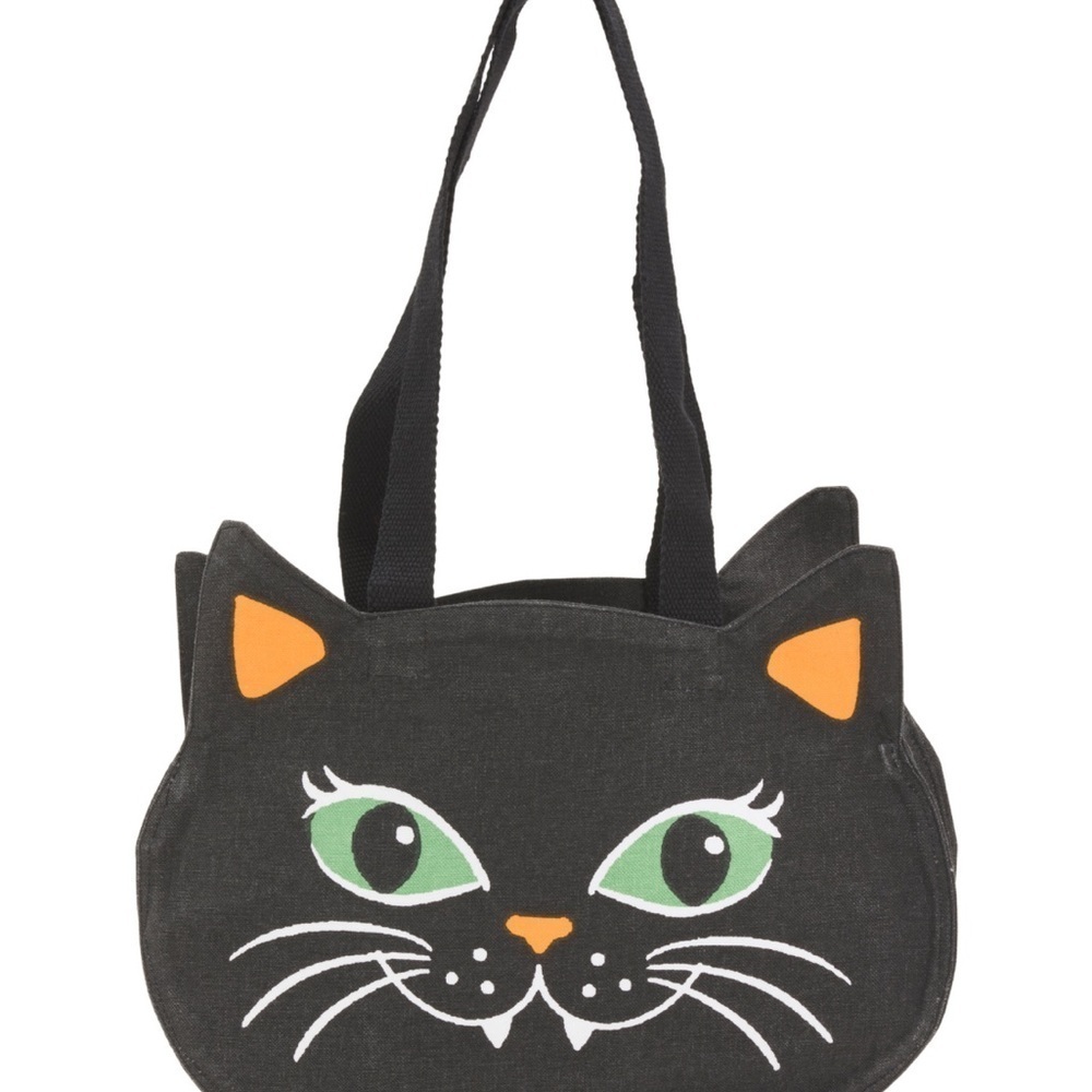 Black Cat Face denim double sided Tote Bag - Picture 2 of 4